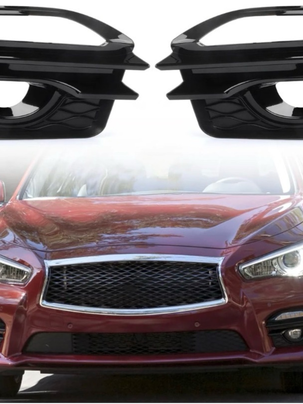 Fog Light Covers,Front Bumper Fog Lamps Bezel Cover Trim for Infiniti Q50 Sport